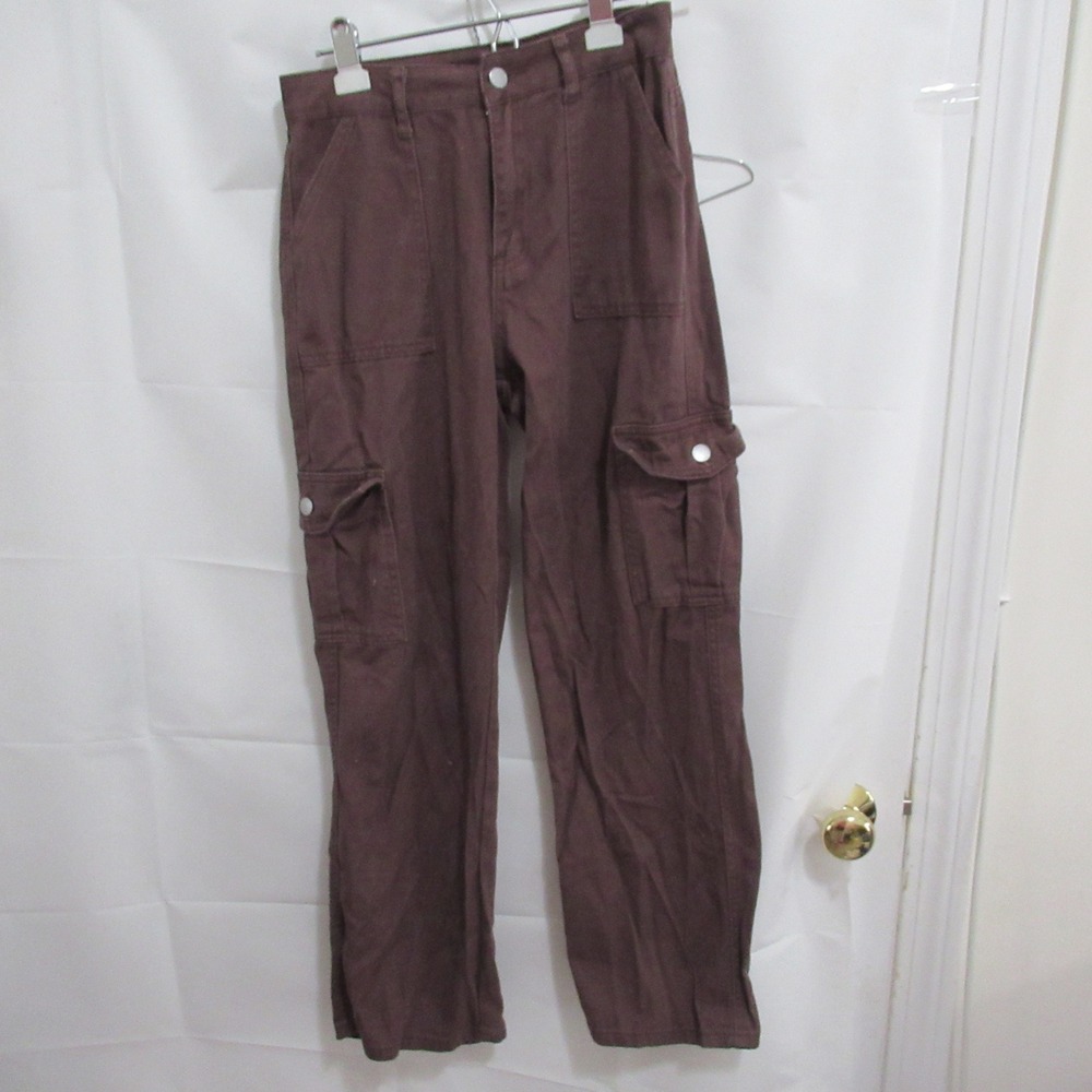 SHEIN Cargo Pants Women Petite S chocolate Brown  Utility Straight Leg Cotton